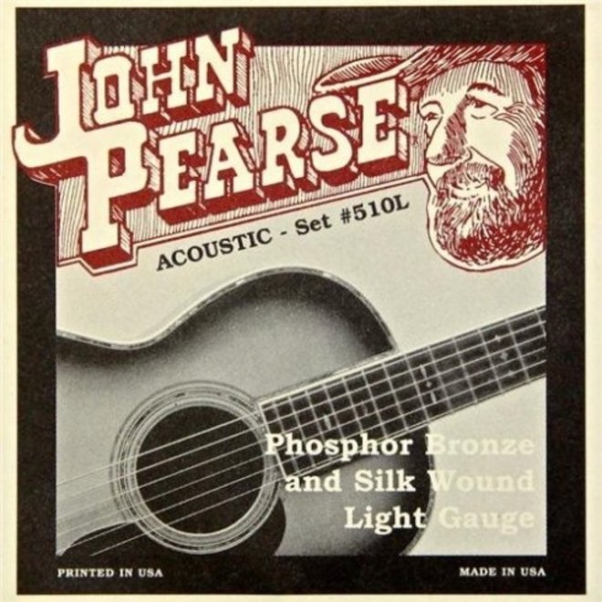 John Pearse 510L Phosphor Bronze & Silk Acoustic Guitar Strings, 11-49 Light
