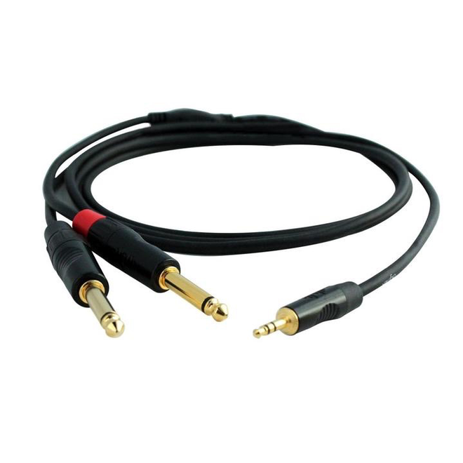Digiflex Performance Series Insert Cable, 1/8" TRS Male to Dual 1/4" TS Male, 10'