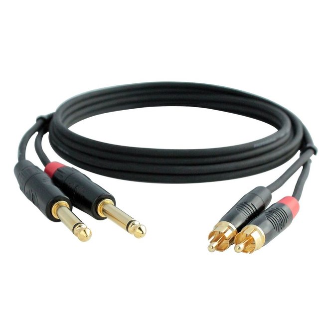 Digiflex Performance Series Multichannel Adaptor Cable, Dual RCA Male to Dual 1/4" TS Male, 10'