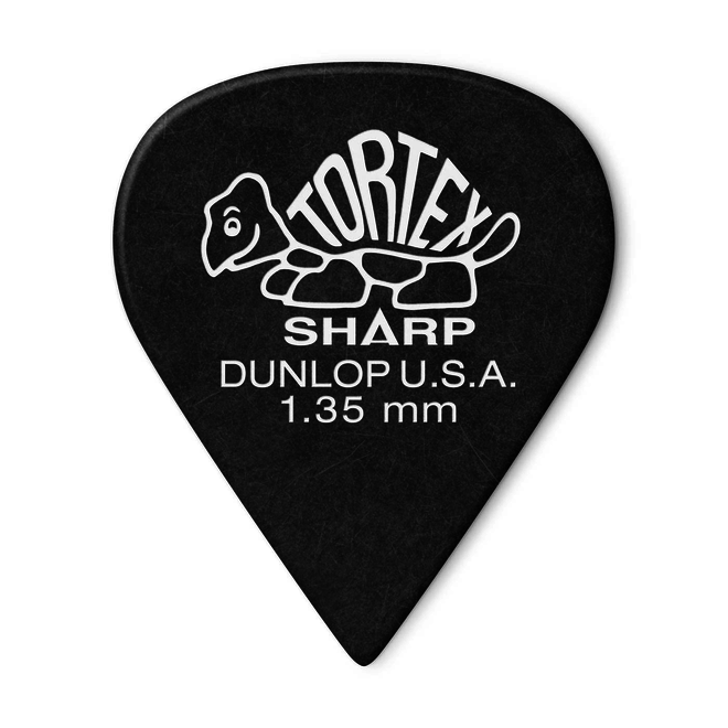 Jim Dunlop Tortex Sharp Guitar Picks, 1.35 Black (12 Pack)