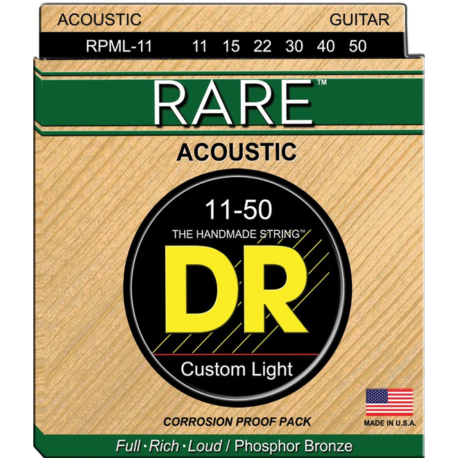 DR Rare Phosphor Bronze Acoustic Guitar Strings, 11-50 Light/Medium