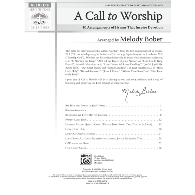 Alfred's Sacred Performer, A Call to Worship, Early Advanced Piano