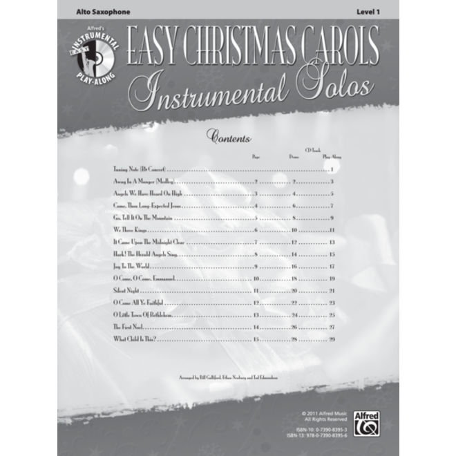 Alfred's Easy Christmas Carols Instrumental Solos (Alto Sax), Book and CD
