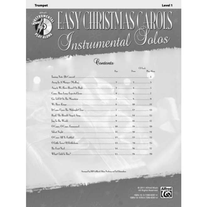 Alfred's - Easy Christmas Carols Instrumental Solos (Trumpet), Book and CD