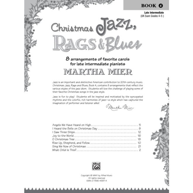 Alfred's Christmas Jazz, Rags & Blues, Book 4