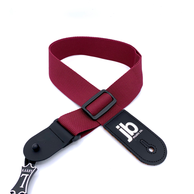 Levy's 2" Polyproplene Guitar Strap, Burgundy w/JB Logo