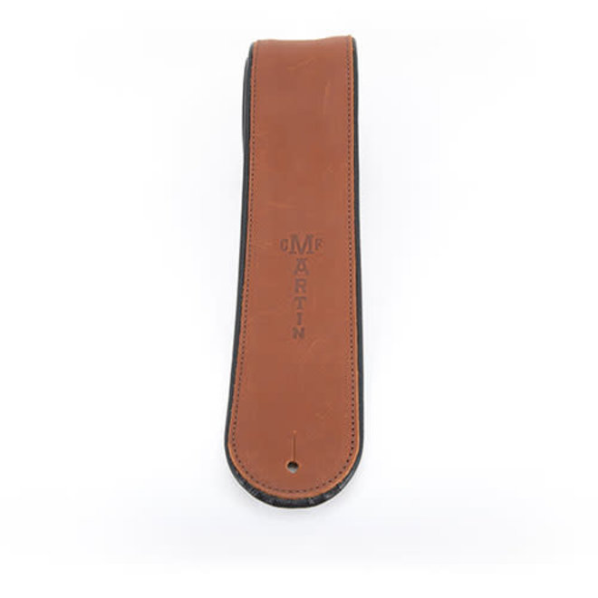 Martin 3” Premium Rolled Leather Guitar Strap, Brown