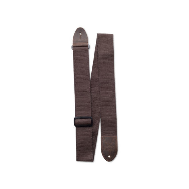 Martin 2” Cotton Weave Guitar Strap, Leather Ends, Brown w/Pickholder