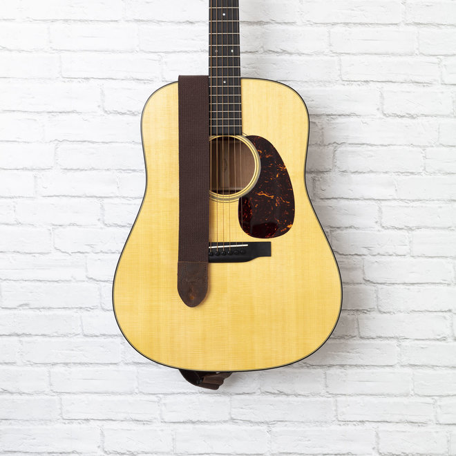 Martin 2” Cotton Weave Guitar Strap, Leather Ends, Brown w/Pickholder