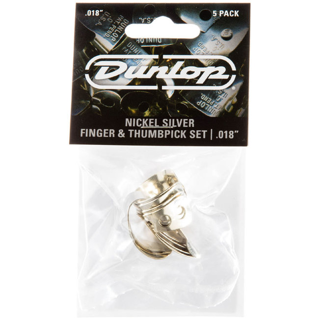 Jim Dunlop Nickel Silver Finger & Thumb Picks, .018" (5 Pack)