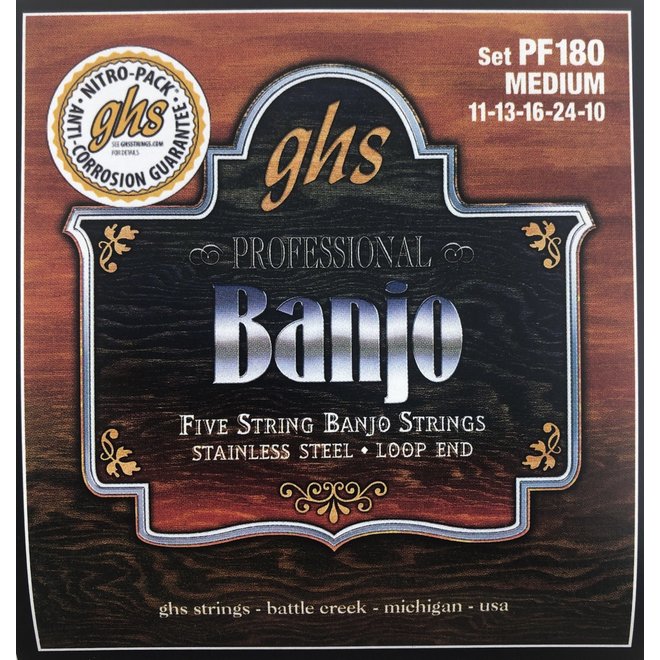 GHS PF180 5-String Banjo Strings, Medium