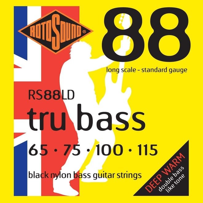Rotosound Tru Bass 88, Black Nylon Flatwound Bass Strings, 65-115