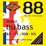 Rotosound Tru Bass 88 Black Nylon Flatwound Bass Guitar Strings, 65-115