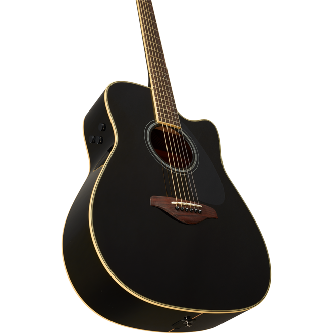 Yamaha FGC-TA TransAcoustic Dreadnought Cutaway Acoustic, Black