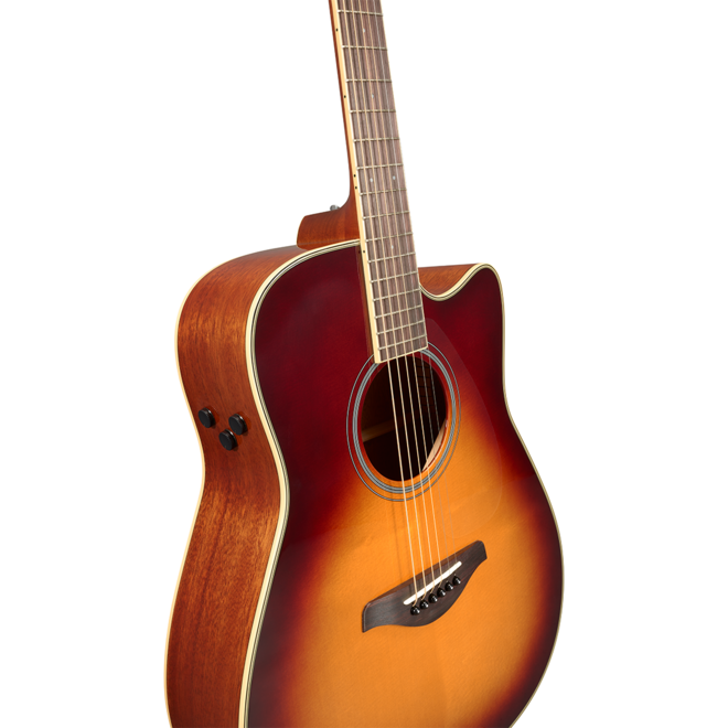 Yamaha FGC-TA TransAcoustic Dreadnought Cutaway Acoustic, Brown Sunburst