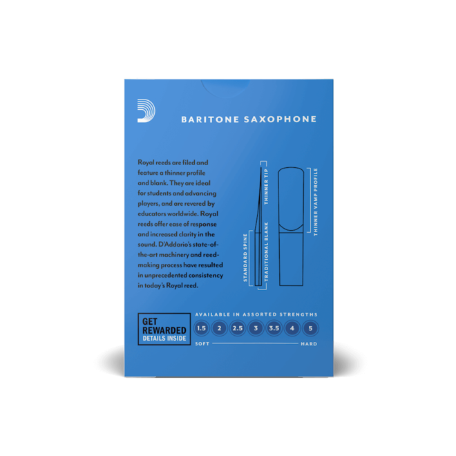 Royal Baritone Saxophone Reeds, 3.0 (10 Pack)