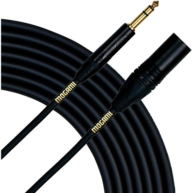 Mogami Gold Adaptor Cable, 1/4" TRS Male to XLR Male, 3'