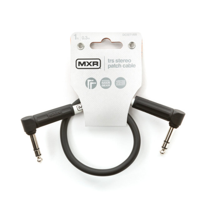 MXR 1/4" TRS Stereo Patch Cable, Right-Angle, 1'