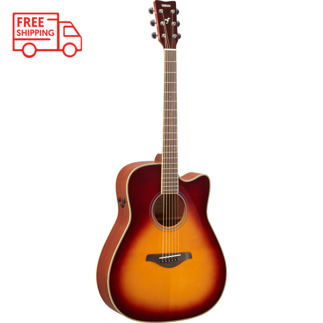 Yamaha FGC-TA TransAcoustic Dreadnought Cutaway Acoustic, Brown Sunburst