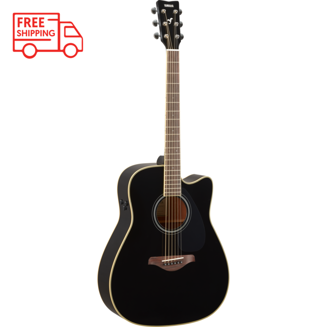 Yamaha FGC-TA TransAcoustic Dreadnought Cutaway Acoustic, Black