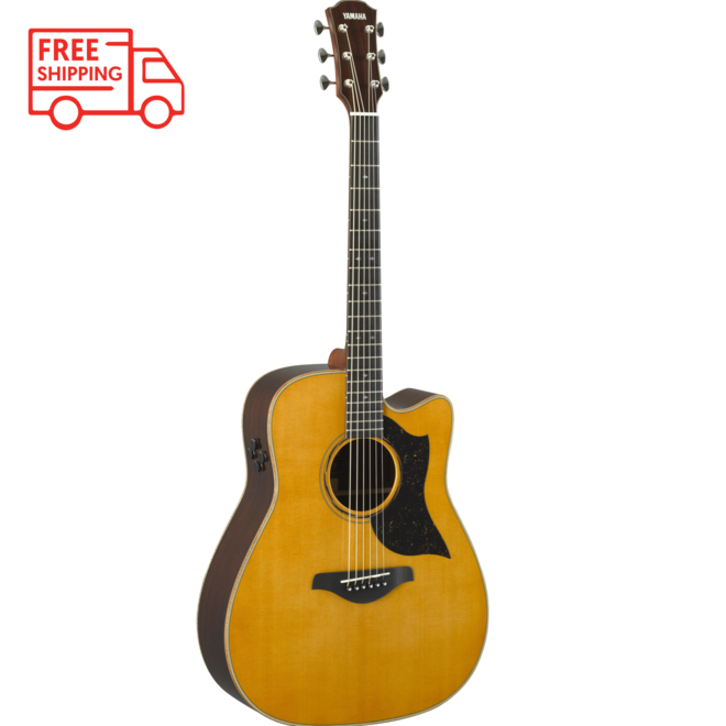 Yamaha A5R Dreadnought Cutaway Acoustic-Electric Guitar, Solid Sitka Spruce/Solid Rosewood, Vintage Natural, w/Hardshell Case