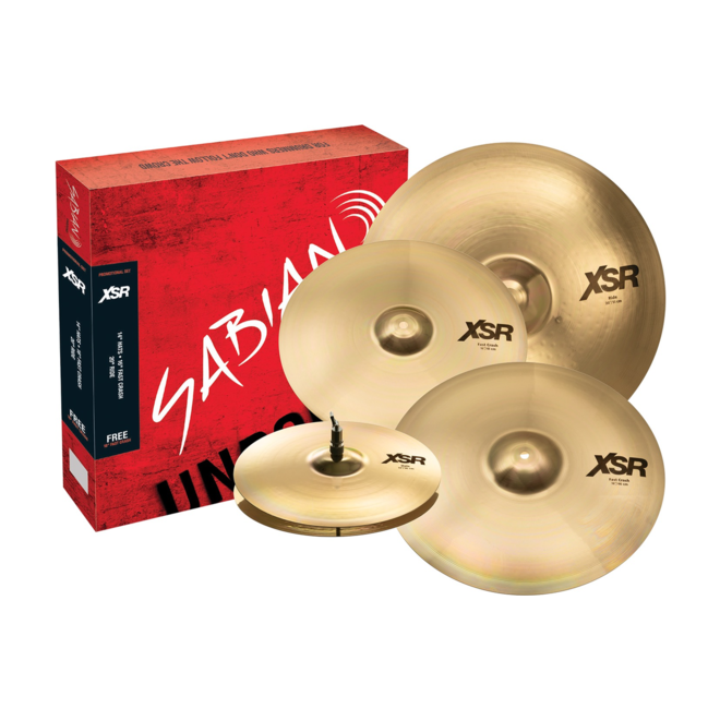 Sabian XSR Performance Cymbal Set, 14” Hi-Hats, 16” Fast Crash, 20” Ride, w/FREE 18” Fast Crash