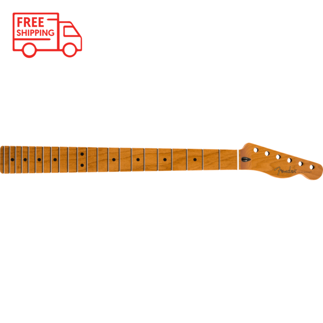 Fender Roasted Maple Telecaster Neck, 22 Jumbo Frets, 12", Flat Oval Shape