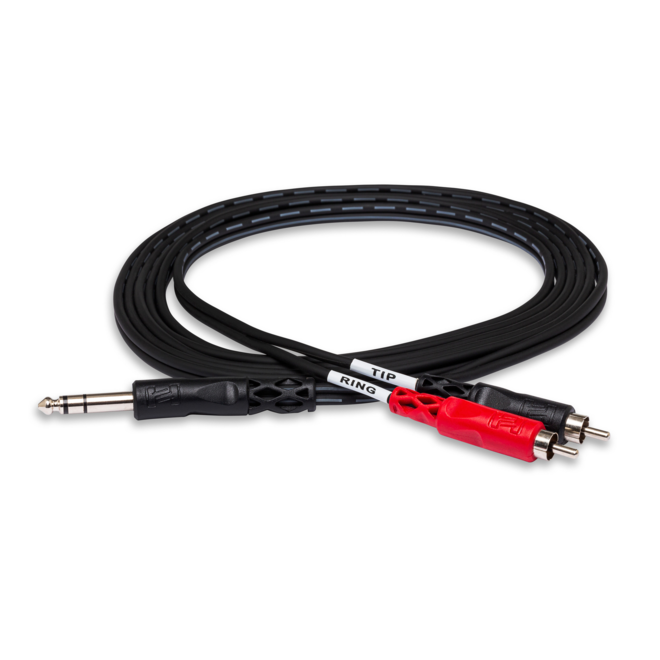 Hosa TRS-203 Insert Cable, 1/4" TRS Male to Dual RCA Male, 3m