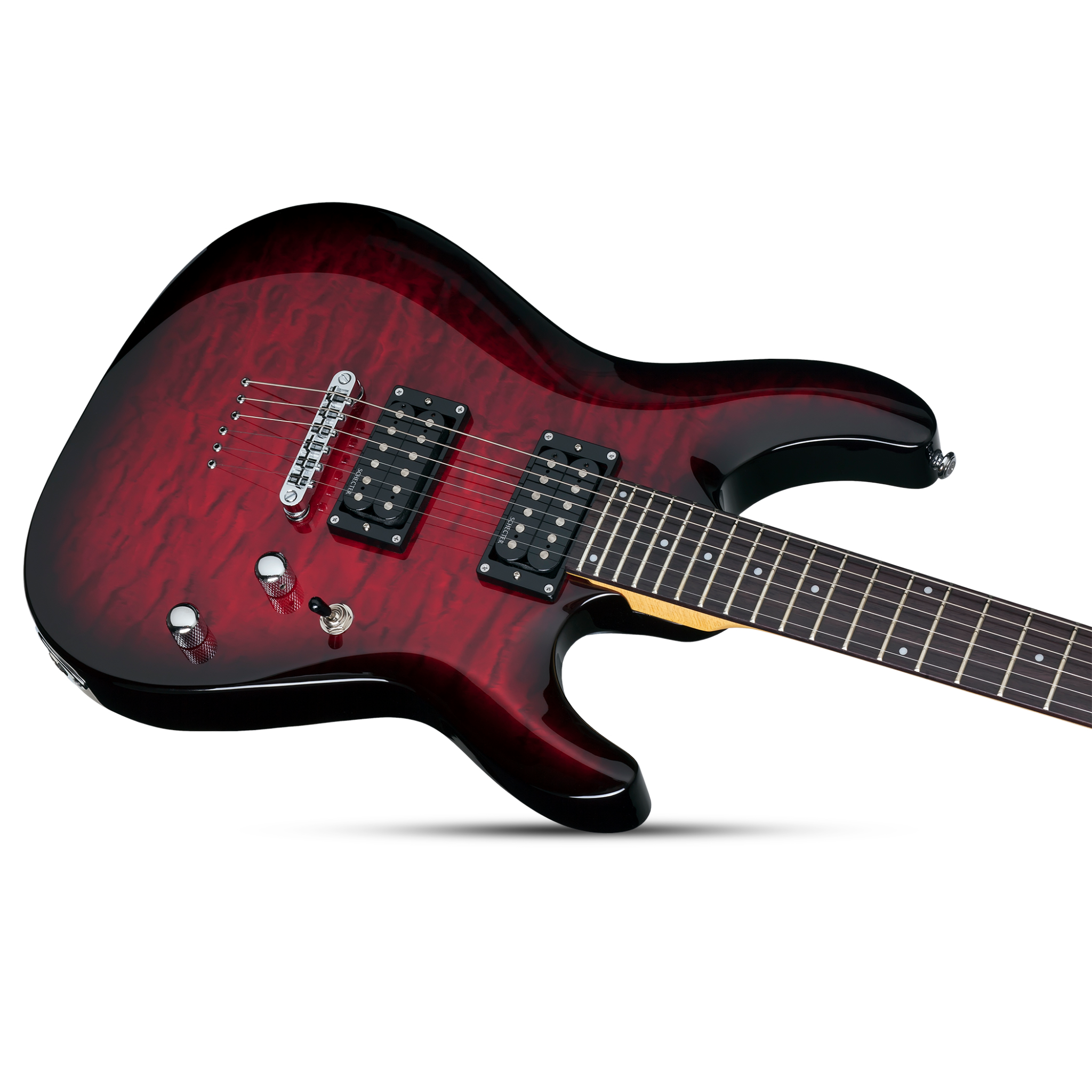 Schecter C-6 Plus Electric Guitar, Transparent Cherry Burst