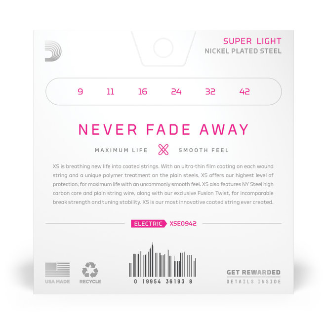 D'Addario XS Coated Electric Guitar Strings, 9-42 Extra Light