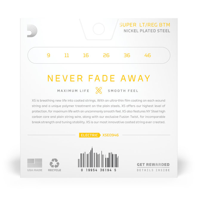 D'Addario XS Coated Electric Guitar Strings, 9-46 Super Light/Light