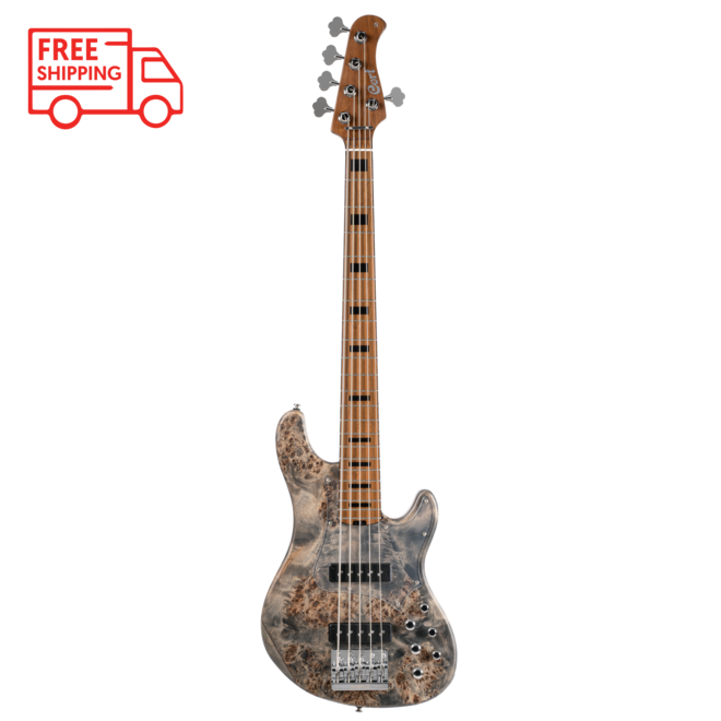 Cort GB-Modern 5 String Bass, 35" Scale, Open Pore Charcoal Grey
