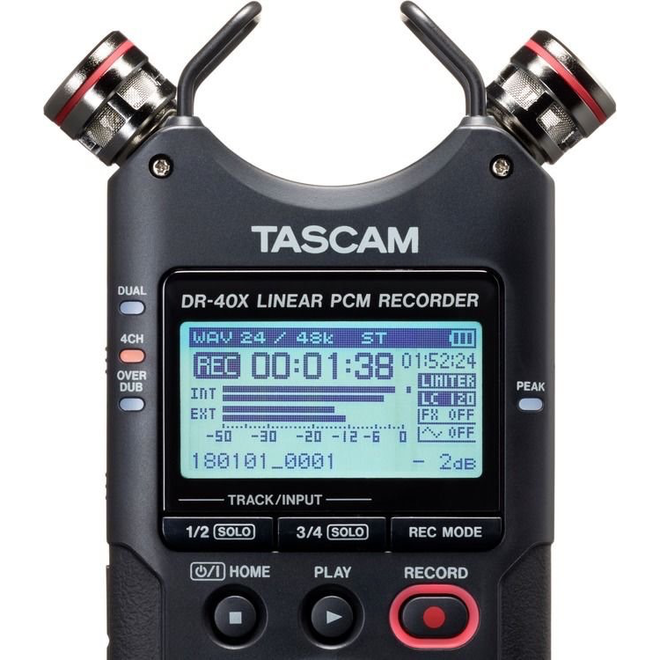 Tascam DR-40X 4 Track Portable Digital Recorder/USB Interface w/Combo XLR Inputs