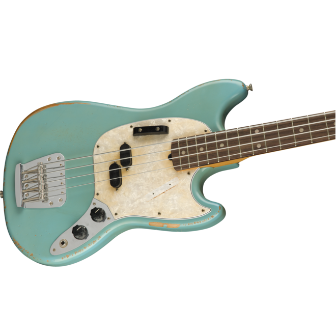 Fender JMJ Road Worn Mustang Bass, Faded Daphne Blue, w/Deluxe Gigbag