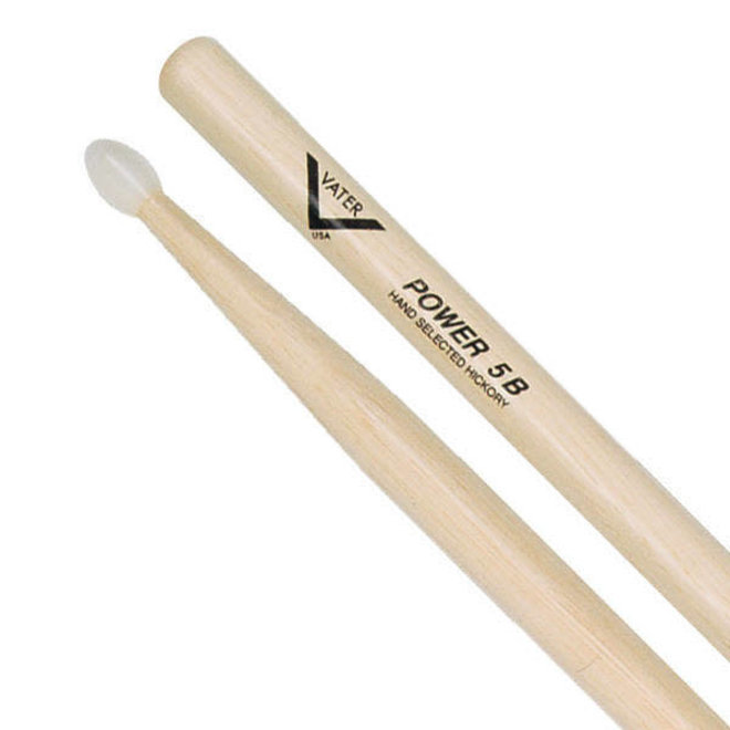 Vater American Hickory Drumsticks, Nylon Tip, Power 5B