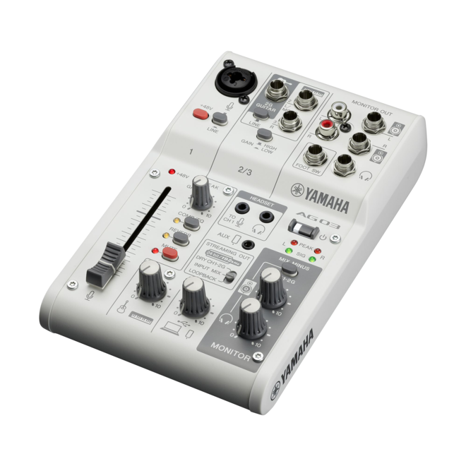 Yamaha AG03MK2 3-Channel Live Streaming Audio USB Mixer, White