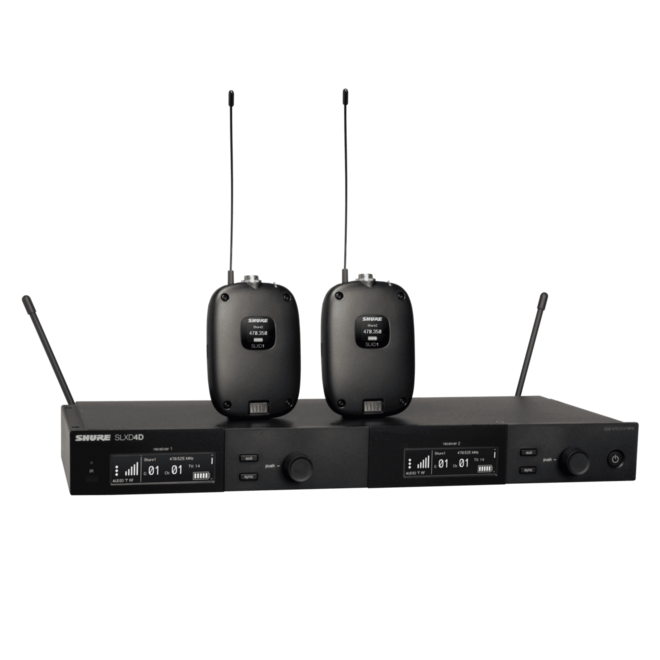 Shure SLXD14D Wireless Dual Bodypack System w/2x SLXD1 Bodypack Transmitters (G58)