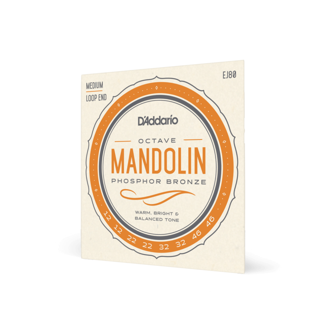 D'Addario EJ80 Phospher Bronze Mandolin Strings, Octave, 12-46 Medium