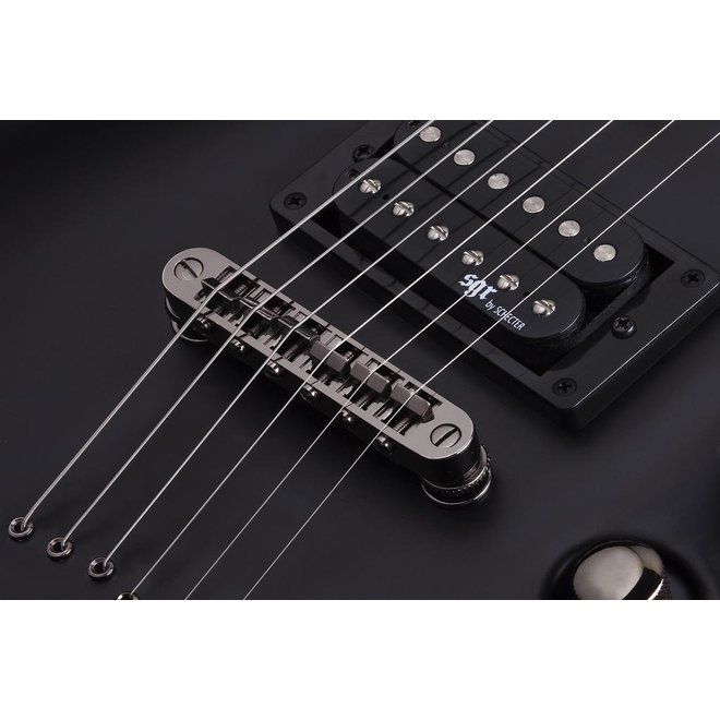 Schecter C-1 SGR 6 String Electric Guitar, Midnight Satin Black (Includes Gigbag)