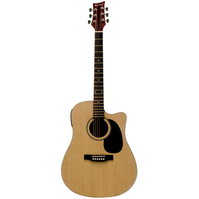 BeaverCreek BCTD101CE Dreadnought Cutaway Acoustic Guitar, Natural w/Gigbag