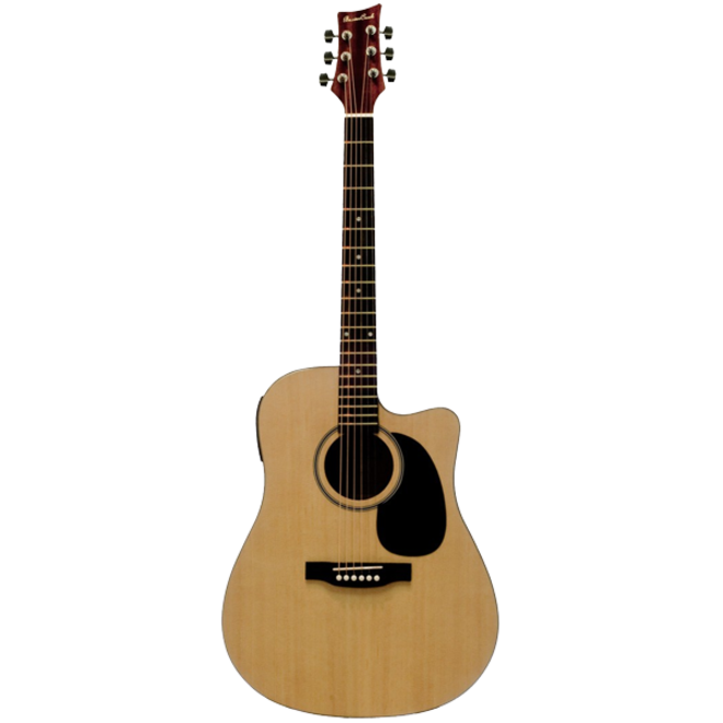 BeaverCreek BCTD101CE Dreadnought Cutaway Acoustic Guitar, Natural w/Gigbag
