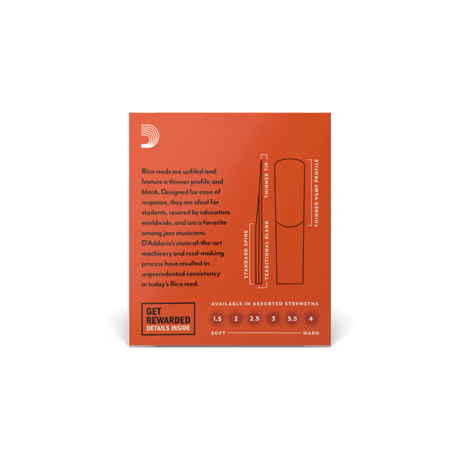 Rico by D'Addario Alto Saxophone Reeds, 3.5 (10 Pack)