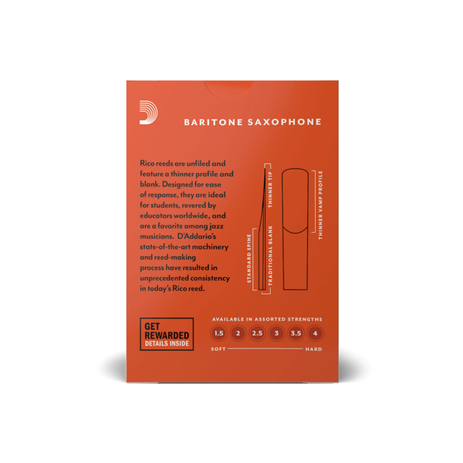 Rico Baritone Saxophone Reeds, 2.0 (10 Pack)