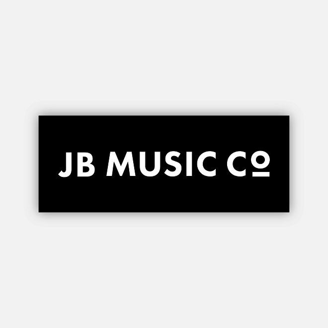 JB Music Co. Wordmark Logo Sticker, (Black Rectangle)