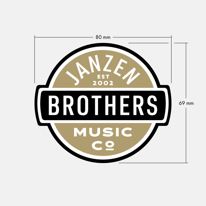 JB Music Co. Die Cut Circle Bump-out Logo Sticker (Brown & Black)