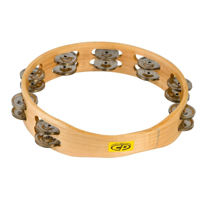 Cosmic Percussion CP390 10" Headless Wood Tambourine, Double Row