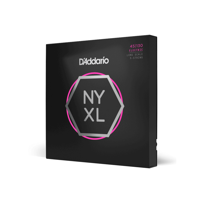 D'Addario NYXL Nickel Wound Bass Guitar Strings, 5-String, 45-130 Light, Long Scale