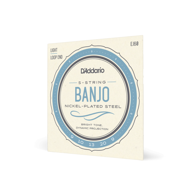 D'Addario EJ60 Nickel Wound Banjo Strings, 5 String, 9-20 Light