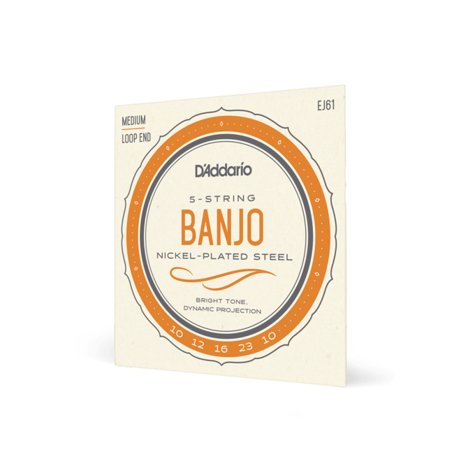 D'Addario EJ61 Nickel Wound Banjo Strings, 5-String, 10-23 Medium