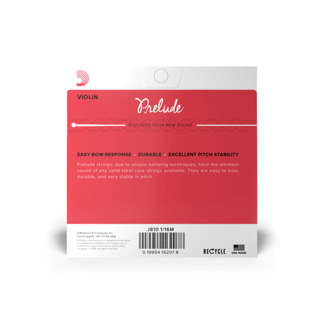 D'Addario Prelude Violin String Set, 1/16 Medium